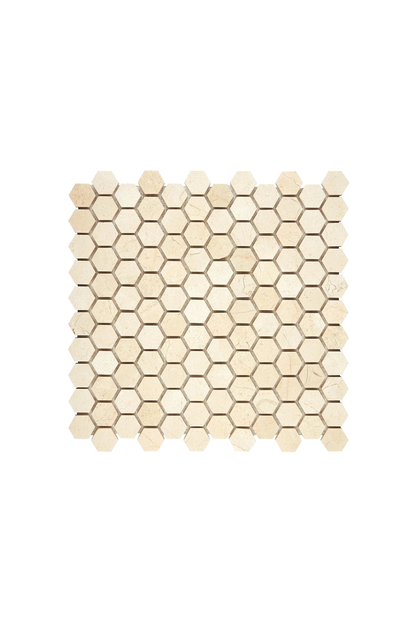 1-Inch Hexagon Crema Marfil Marble Mosaic Tile - Perfect for Kitchen Backsplash, Bathroom Floor, and Shower Wall