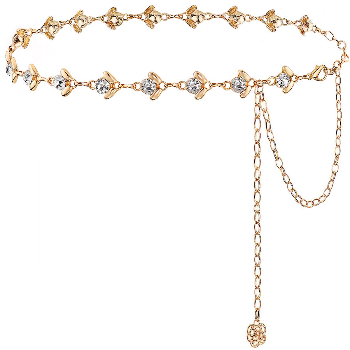 Elegant Wovanoo Rhinestone Body Chain Belt for Women - Waist Chain Jewelry for Dresses, Parties & Special Occasions