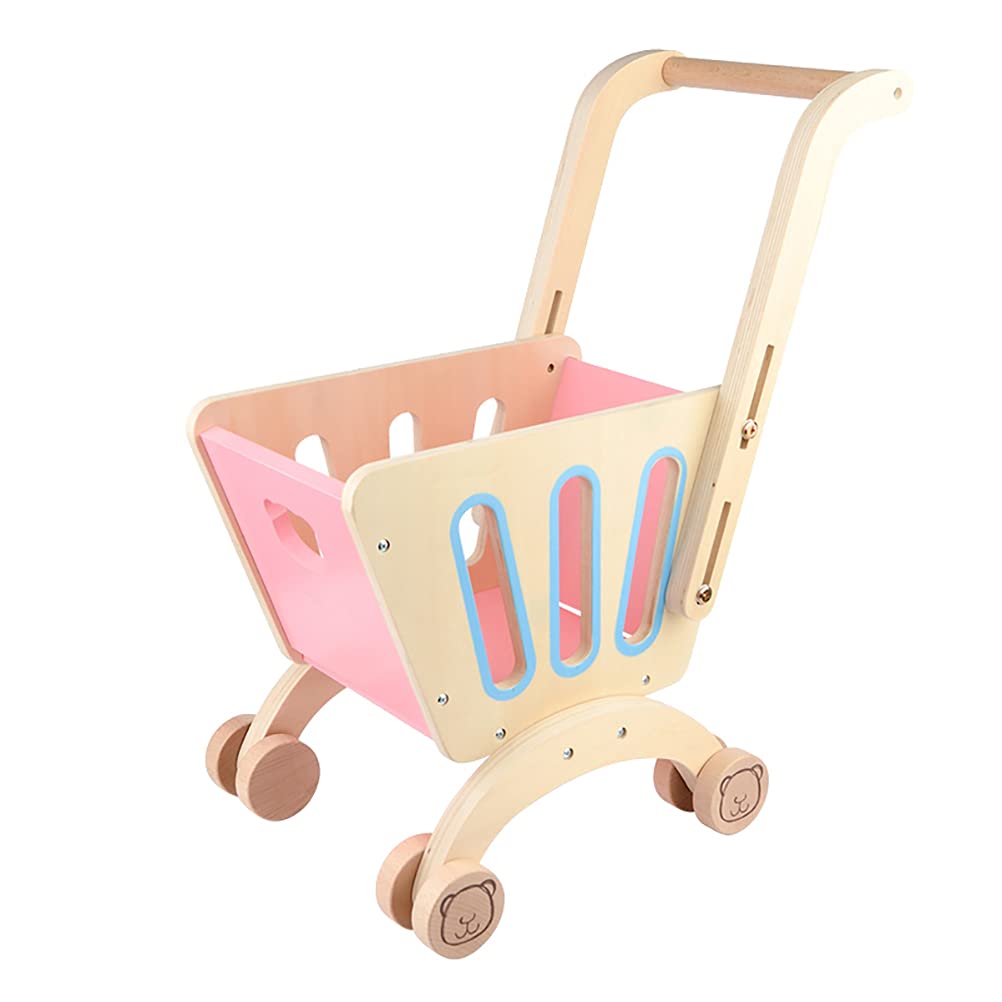 LUOZZY Mini Stroller Toy for Kids - Fun Shopping Cart Simulation Toy, Pink Push Walker for Toddlers | Perfect Birthday Gift for Girls & Boys | Pretend Play, Indoor Outdoor Toddler Activity