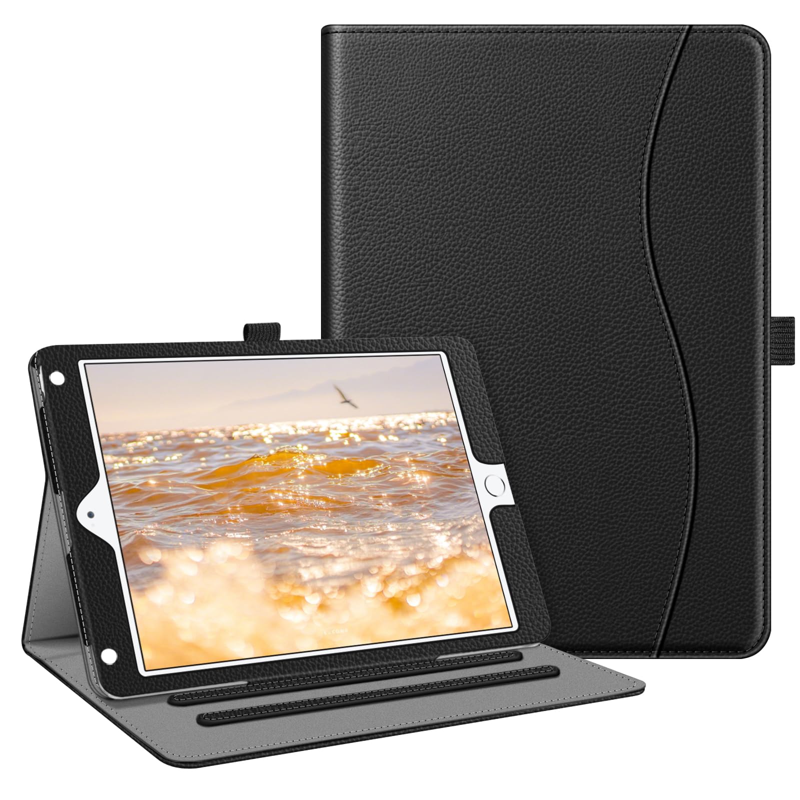 Fintie Protective Case for iPad 6th/5th Generation (2018/2017 Model) & iPad Air 2/Air 1 (9.7 Inch) - Shockproof Cover with Multi-Angle Stand, Corner Protection & Storage Pocket - Perfect for Work, School & Travel - Black