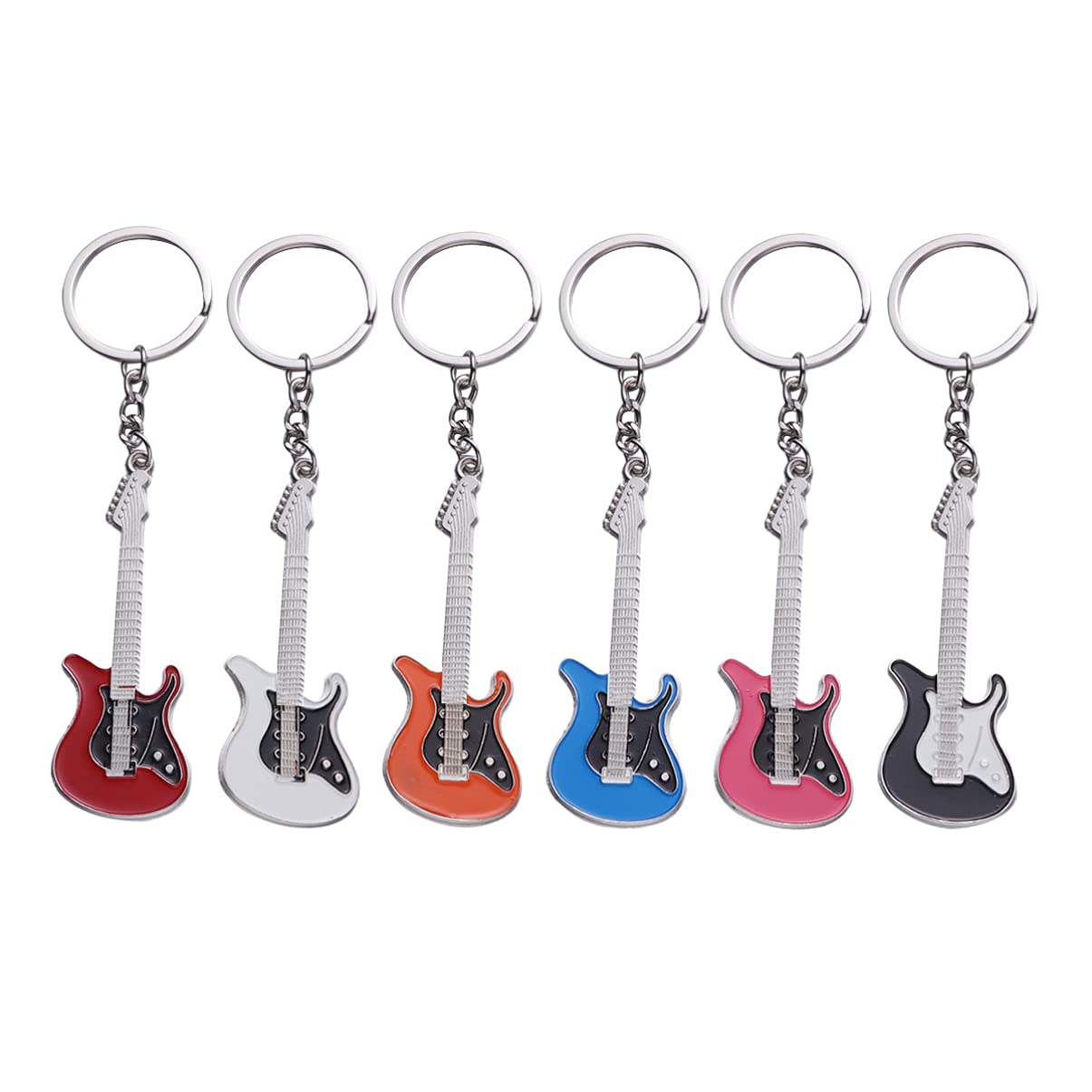Balacoo 6-Piece Electric Guitar Keychain Set - Mini Bass Guitar Pendant Key Ring for Men & Women - Durable Metal Key Holder for Bags, Wallets & Backpacks - Random Colors - Perfect Music Gift for Guitar Lovers & Musicians