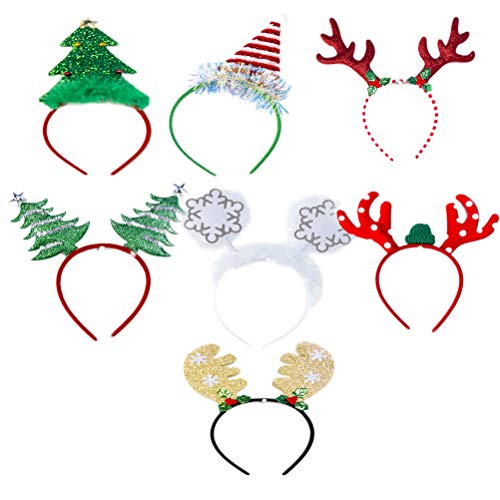 LEDMOMO 7-Piece Sparkling Christmas Headbands - Festive Holiday Hair Hoops & Costume Accessories for Women & Girls - Perfect for Xmas Parties, New Year Celebrations & Seasonal Events
