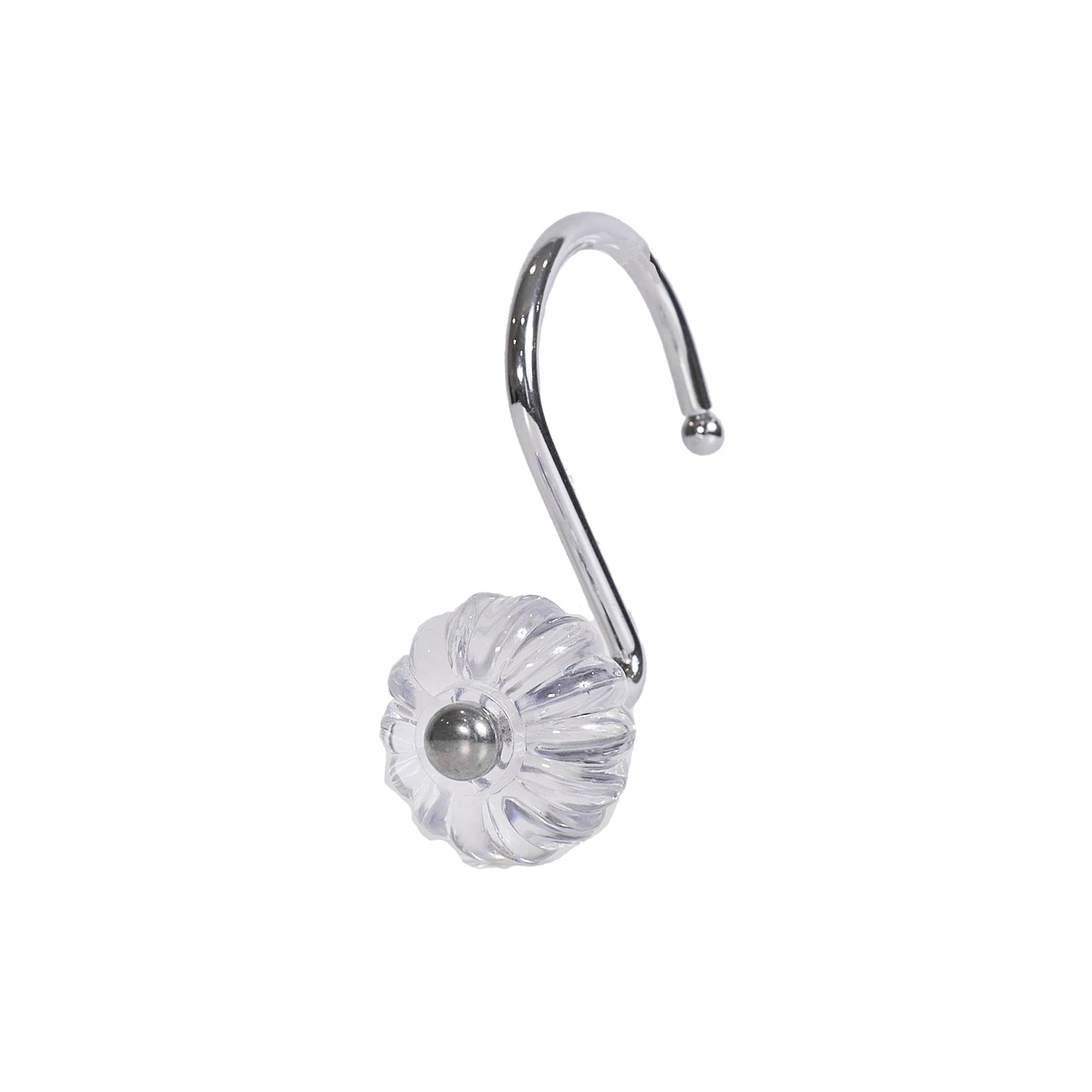 Elegant Home Fashions Shower Curtain Hooks - 12 Pack Chrome-Plated Metal Hooks for Bathroom, Shower, and Closet Organization - Rust-Resistant & Durable for Daily Use