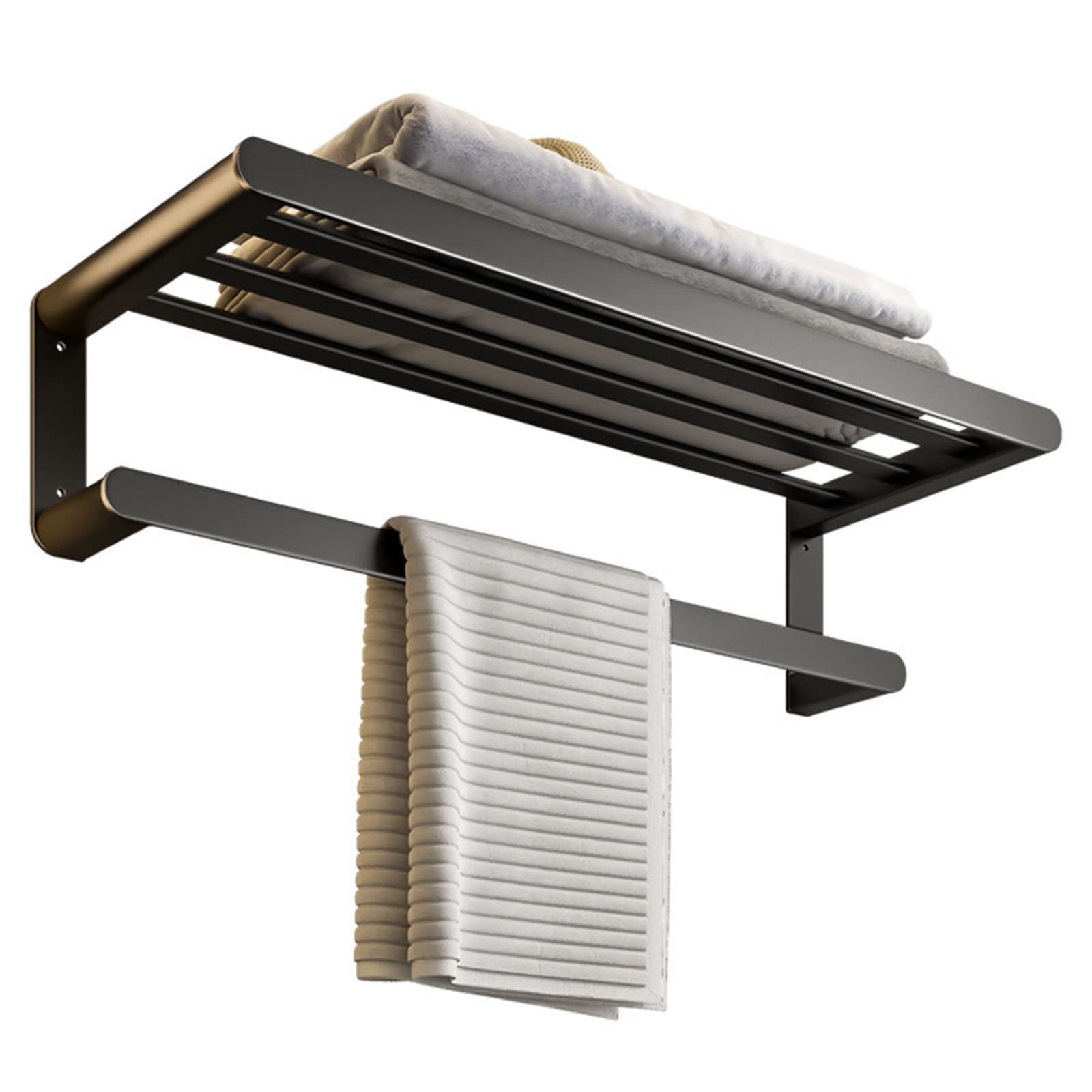 STORIMO Aluminum Wall-Mounted Bath Towel Rack - Space Saving Black Towel Bar for Bathroom & Toilet - Perfect for Small Spaces, Modern Homes and Apartments