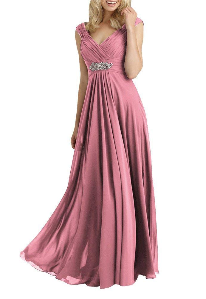 Elegant Mother of The Bride Dresses - Long Formal Evening Gowns with V-Neck for Wedding Party | Perfect for Bridesmaid, Mother's Day & Special Occasions