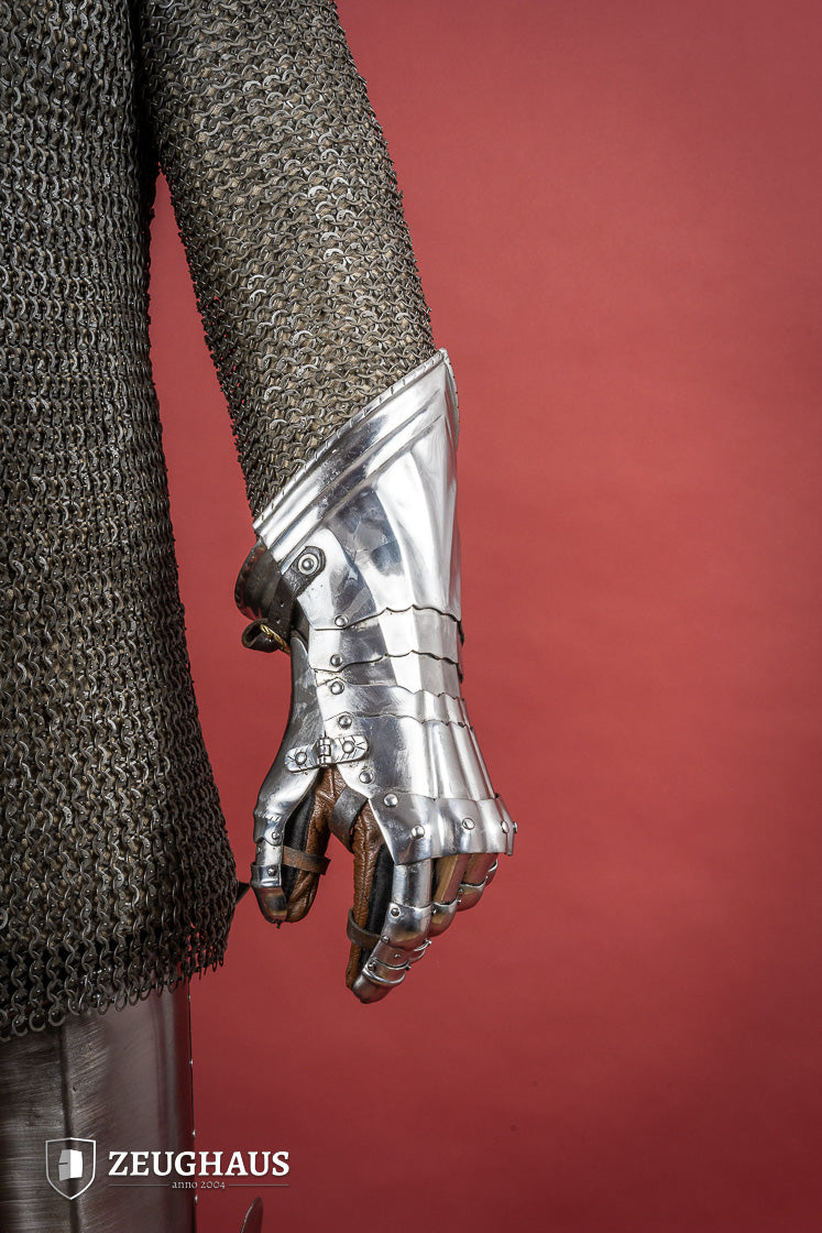 15th Century German Gauntlets - 1.2mm Polished Steel Medieval Armor for LARP, Cosplay & Historical Reenactment