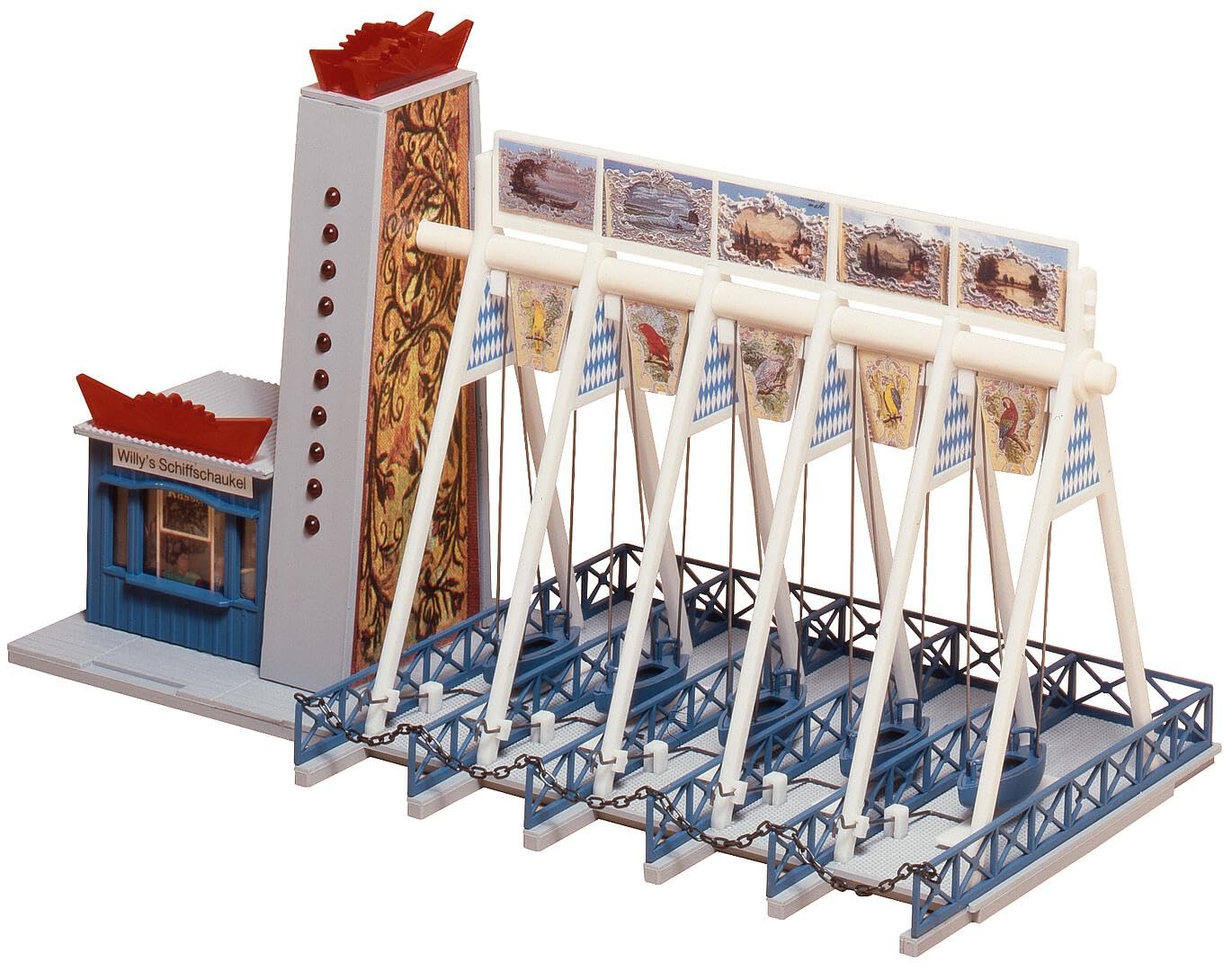 Faller 140318 HO Scale Swing Boats with Motor - Model Train Building Kit for Scenic Railroad Displays & Miniature Amusement Park Dioramas