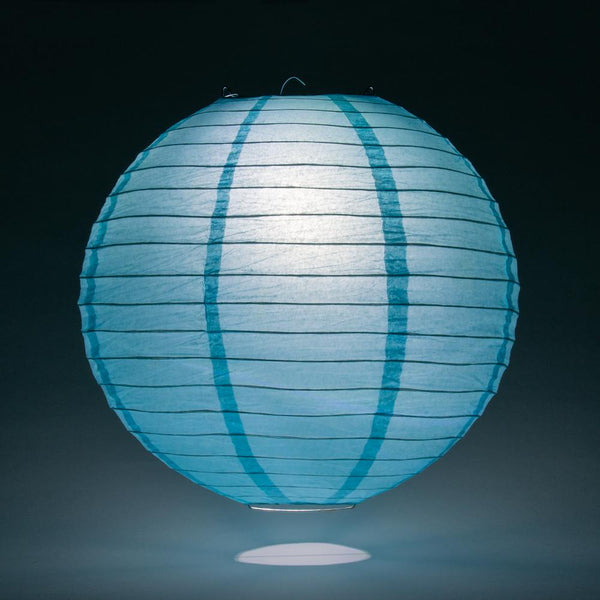 5 Pack 8 Inch Baby Blue Round Paper Lanterns with Even Ribbing - Perfect for Baby Showers, Nursery Decor & Party Hanging Decorations