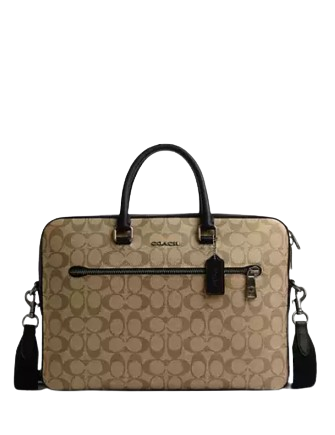Coach Ethan Slim Briefcase in Signature Canvas - Stylish & Durable Leather Laptop Bag for Business Professionals & Office Commuters