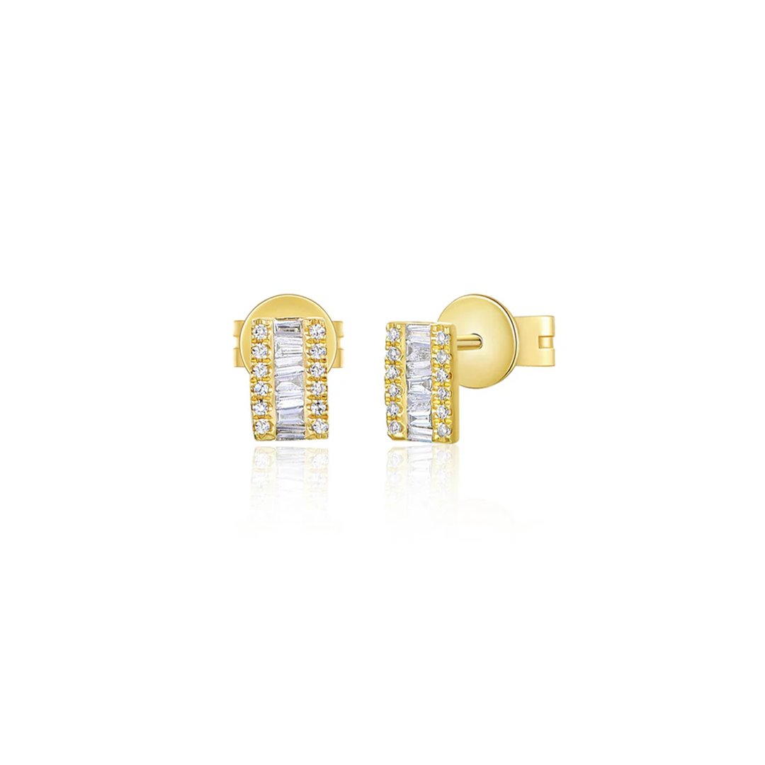 0.04 Carat Diamond Bar Earrings for Women - Elegant Minimalist Stud Earrings for Everyday Wear, Gift & Special Occasions