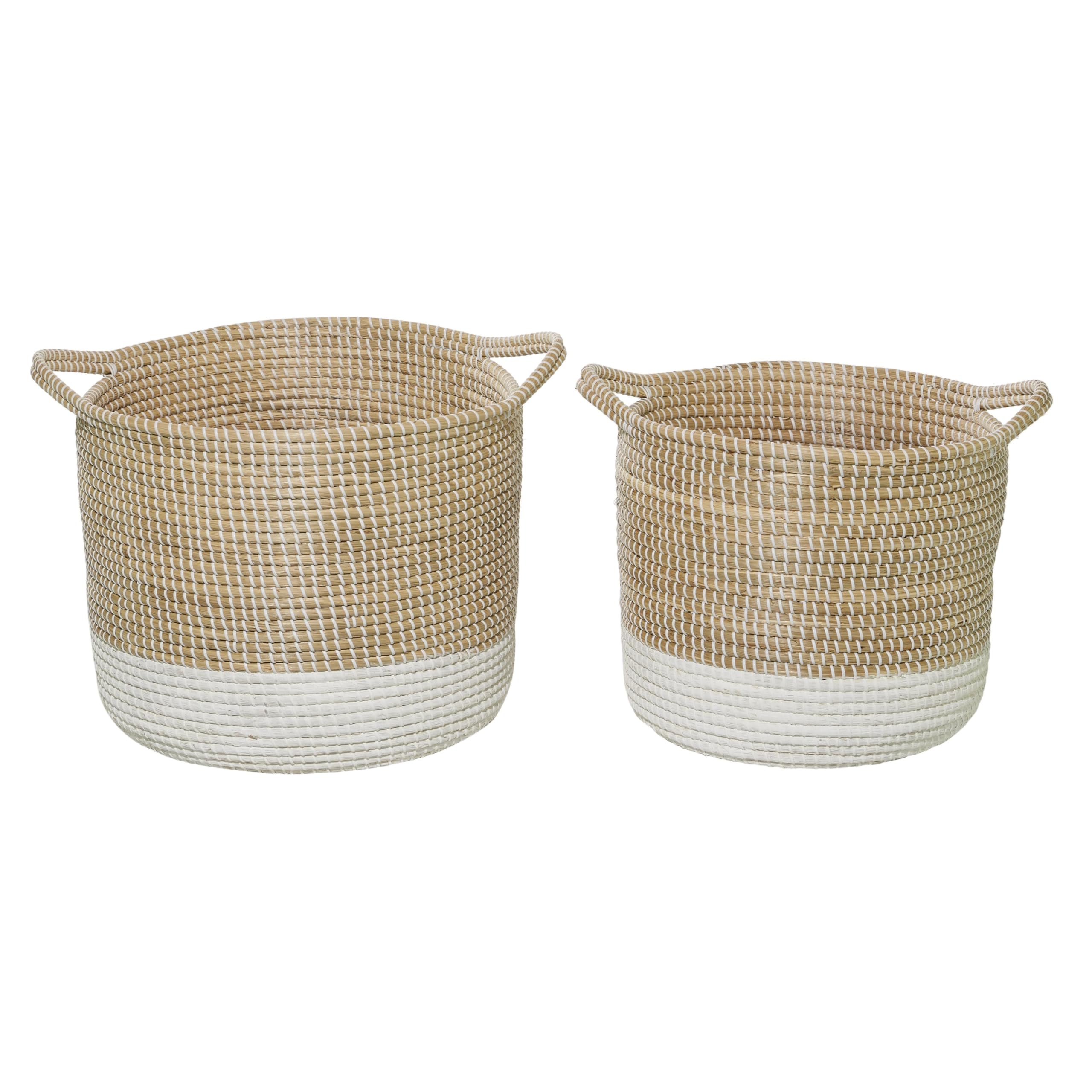 Deco 79 Handmade Seagrass Storage Basket Set of 2 - 18