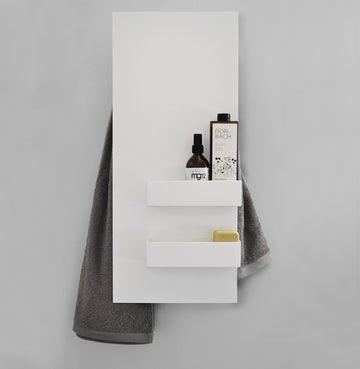 Mg12 Geometric Slim & Shelf Towel Warmer - 12W x 27.55H - Perfect for Bathrooms, Spas, and Luxury Home Decor