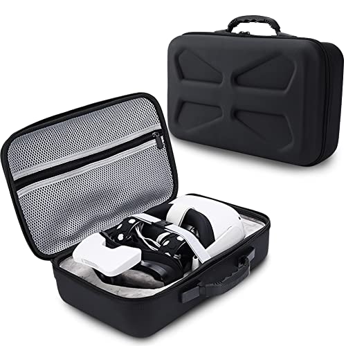 VRBORT Quest 2 Carrying Case - Portable Hard Shell Travel Storage for Oculus Quest 2 Headset, Elite Strap & Touch Controllers | Durable Protection for VR Gaming Accessories | Perfect for Travel, Commuting & VR Parties (Black)