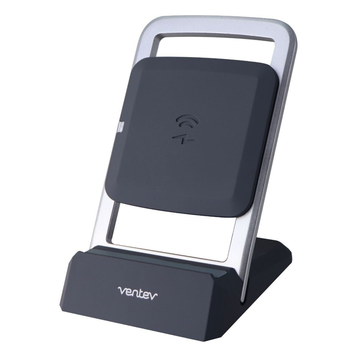 Ventev 15W Qi Wireless Charger Stand - Fast Charging for iPhone, Samsung, AirPods - Gray/Black - Perfect for Home, Office, and Nightstand Use