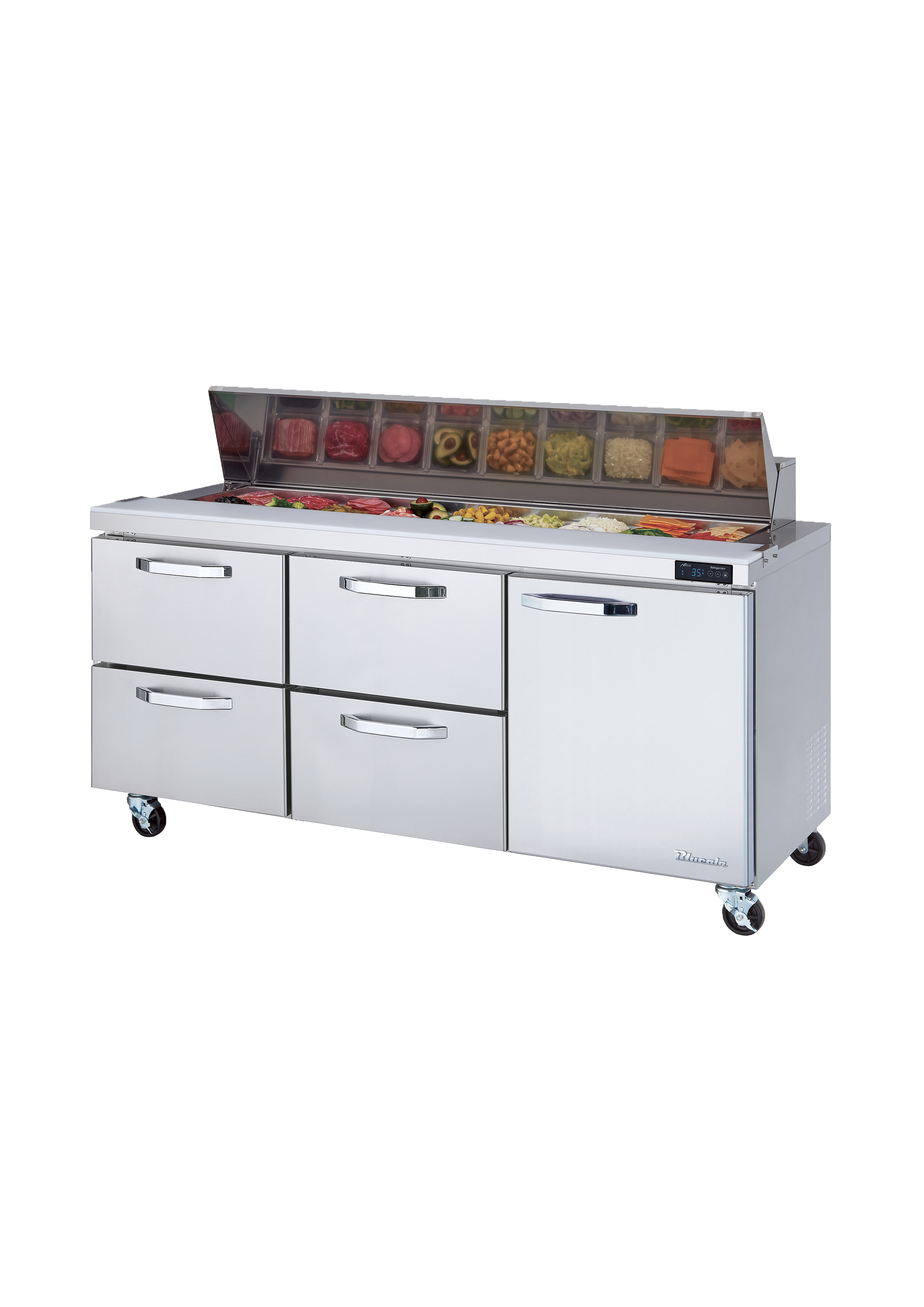 Stainless Steel Prep Table with 4 Drawers & 1 Door - 72
