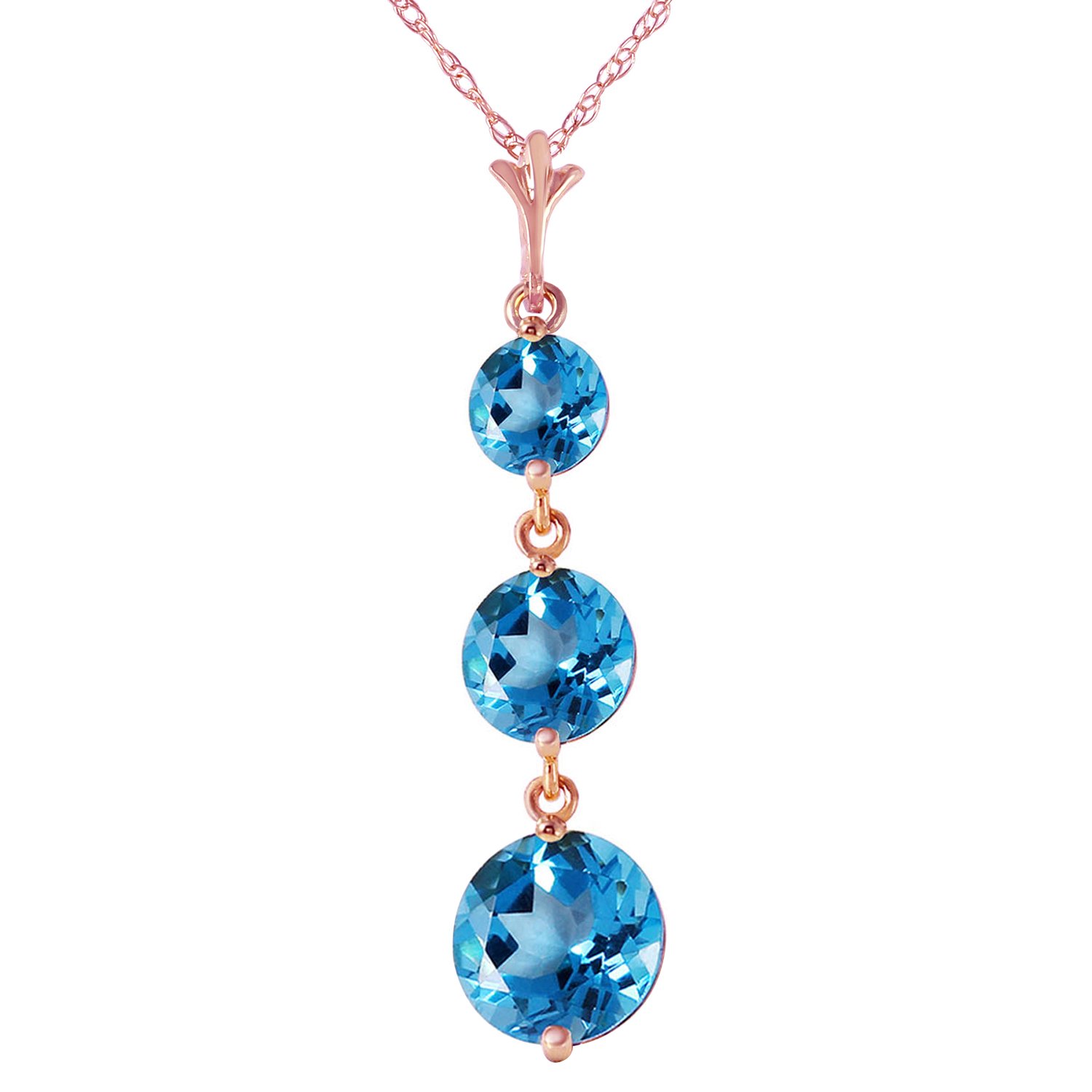 3.6 Carat Natural Blue Topaz 14K Solid Rose Gold Pendant Necklace for Women | GG Galaxy Gold Jewelry | Elegant Gift for Birthday, Anniversary & Special Occasions