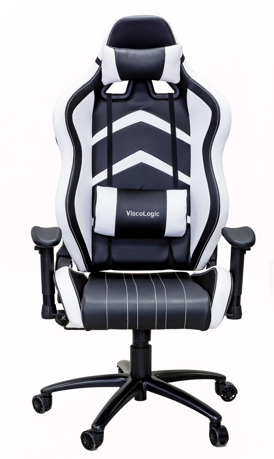 PRO X SERIES 7608 Ergonomic Gaming Chair - White & Black - High Back Racing Style for PC, Console & Office - Adjustable Lumbar Support & Headrest - Perfect for Gamers & Professionals
