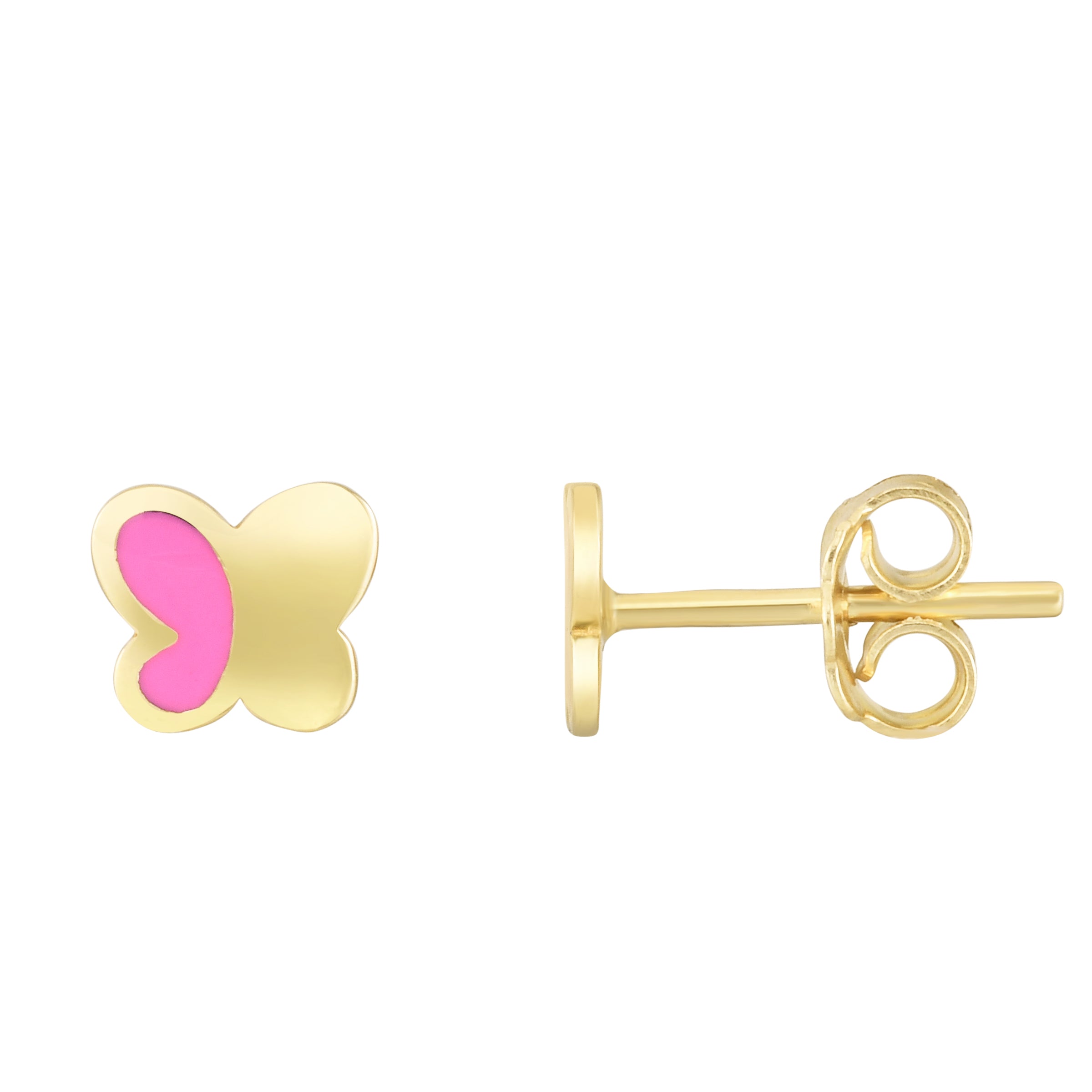 14K Gold Butterfly Pink Enamel Earrings for Women - Dainty Rose Gold Stud Earrings - Perfect Gift for Valentine's Day, Birthday & Anniversary - Elegant Jewelry for Everyday Wear & Special Occasions