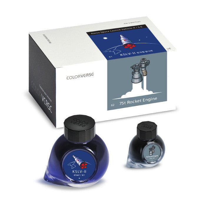 Colorverse Korea Edition Fountain Pen Ink Set - 65ml + 15ml Bottles (No.61 KSLV II & No.62 75t Rocket Engine) - Perfect for Calligraphy, Journaling & Artistic Writing