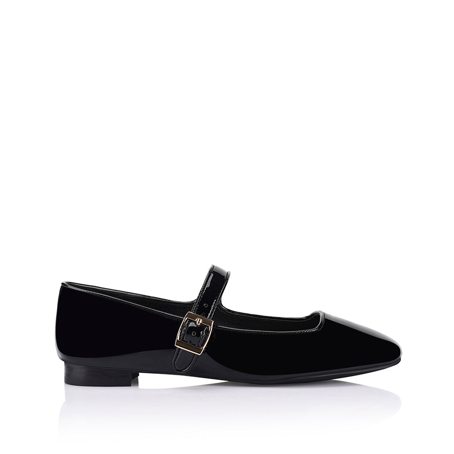 Eden Mary Jane Flats for Women - Black Patent Leather Shoes | Comfortable & Stylish Ballet Flats for Work, Office, and Casual Wear