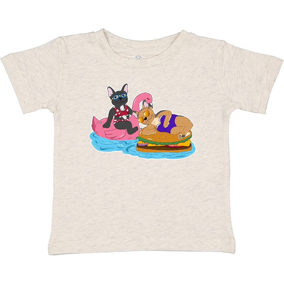 Cute French Bulldogs Baby T-Shirt for Summer Pool Floaties | Soft Cotton Kids Tee for Beach, Swimming & Outdoor Activities