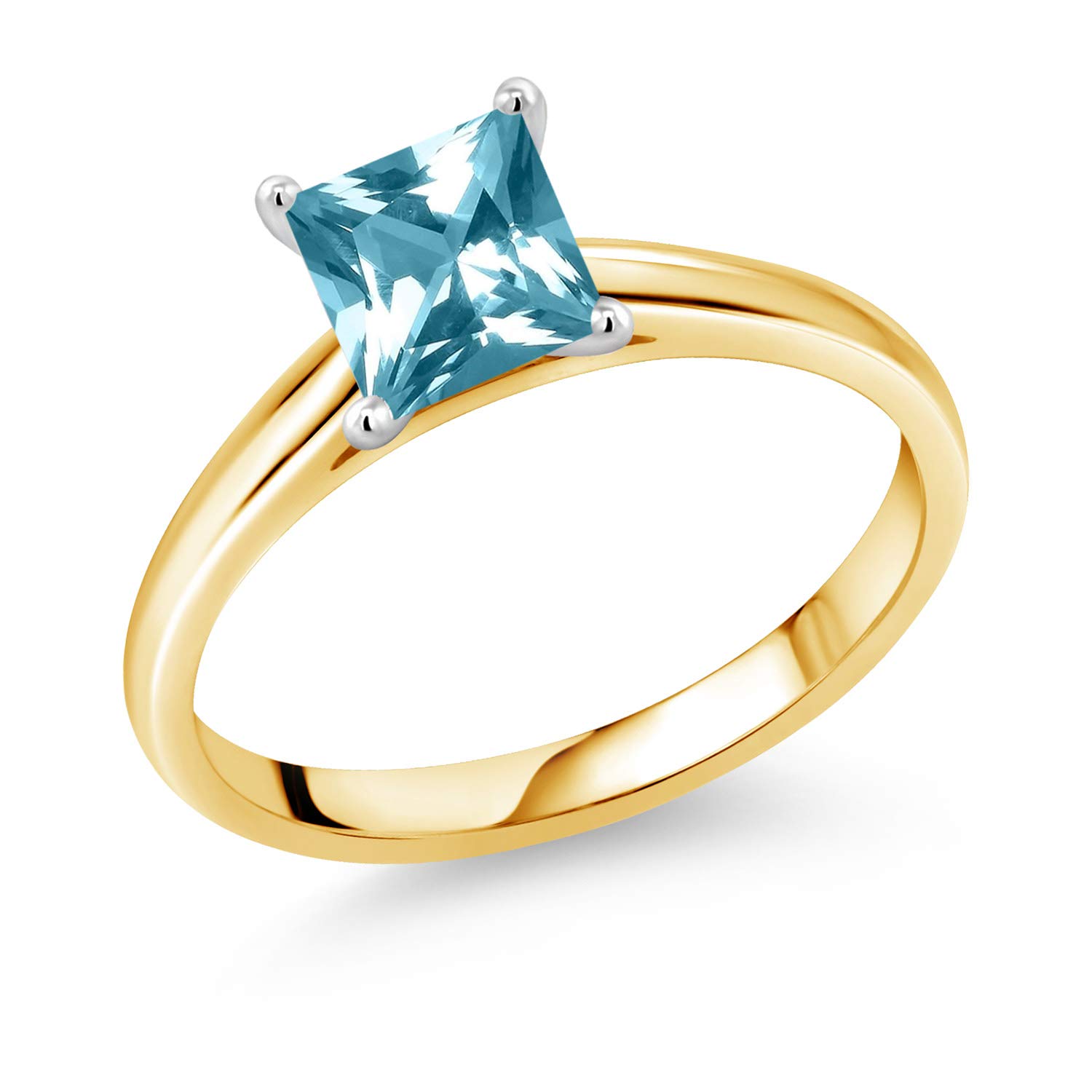 10K Yellow Gold Solitaire Ring with Ice Blue Topaz & White Gold Prongs - Elegant Gemstone Jewelry for Women | Perfect for Engagement, Anniversary & Special Occasions