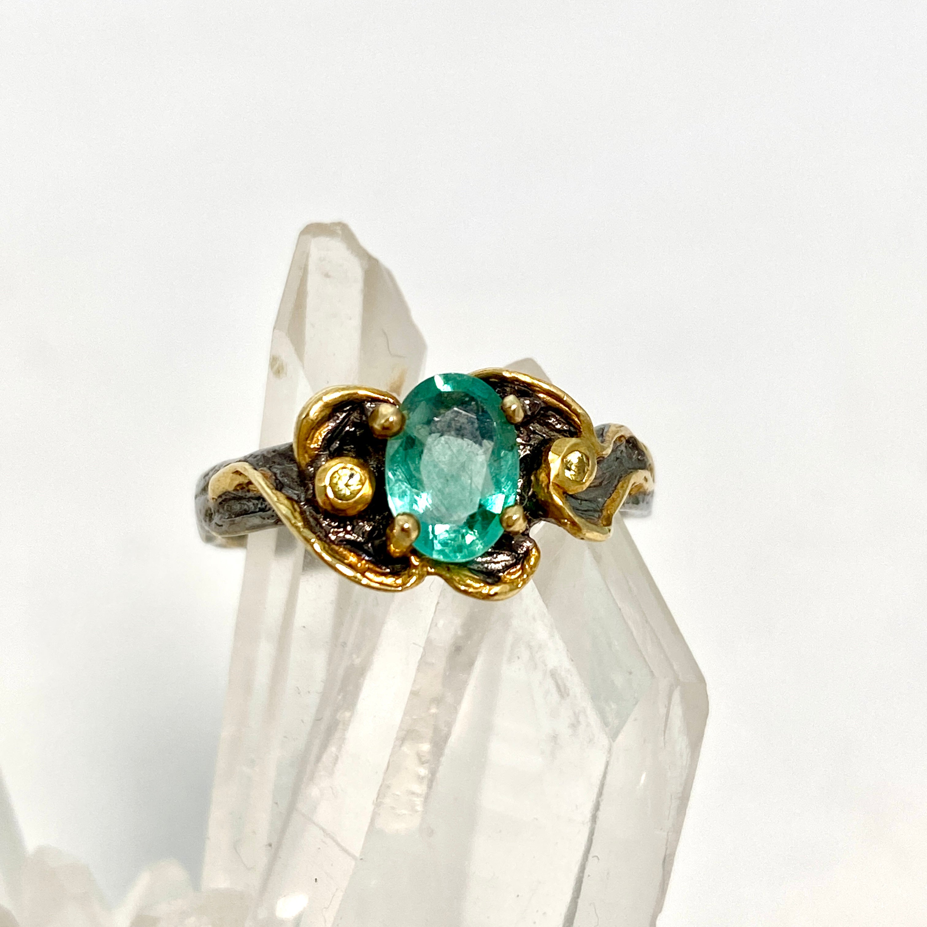 Emerald 925 Sterling Silver 18K Gold Plated Ring Size 8 - GRA Certified for Women - Perfect for Engagement, Wedding & Anniversary Gifts