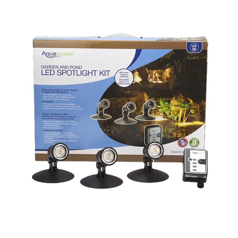 Aquascape 406620 3W LED Pond & Landscape Spotlight Kit for Outdoor Water Features, Garden Lighting, and Patio Decor