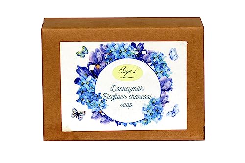 Natural Donkey Milk & Rice Flour Charcoal Soap for Acne, Blackheads & Sensitive Skin – Gentle Cleansing & Exfoliating Face & Body Soap for Daily Skincare Routine