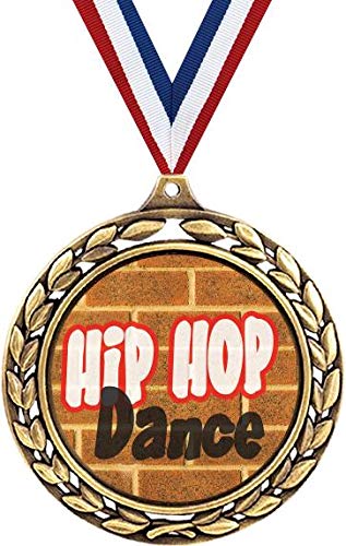 Hip Hop Dance Medals - 2.5 Inch Laurel Wreath Dancer Award for Kids - Perfect for Dance Competitions, Recitals & Hip Hop Performances