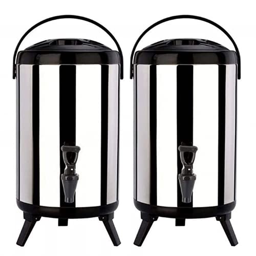 4 Pack Stainless Steel Insulated Beverage Dispenser - 1.59 Gallon Double Walled Barrel with Spigot - Keeps Hot/Cold for Water, Milk, Tea, Coffee & Juice - Perfect for Home, Party, Office & Outdoor Events (Black)