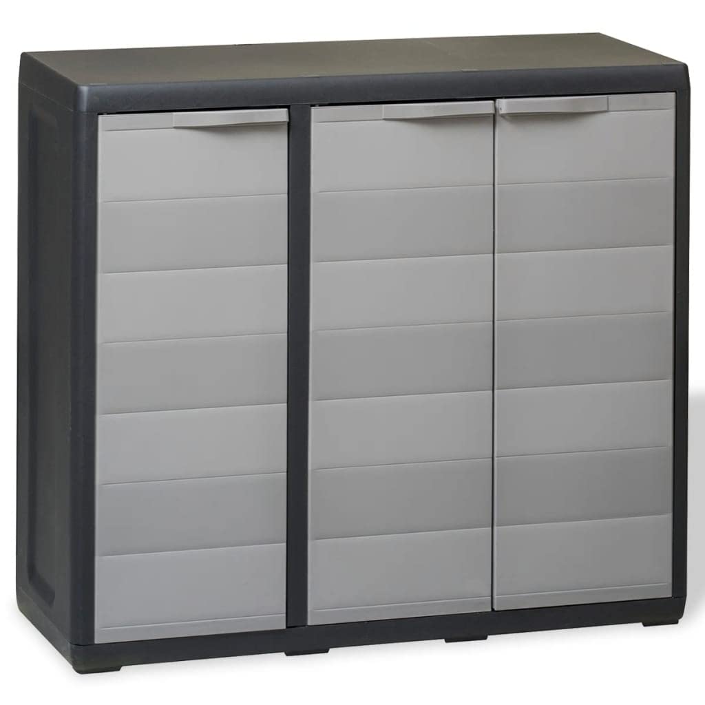 Aisifx Outdoor Garden Storage Cabinet with 2 Adjustable Shelves - Waterproof & Durable Black & Gray Organizer for Patio, Yard, and Backyard Storage Solutions