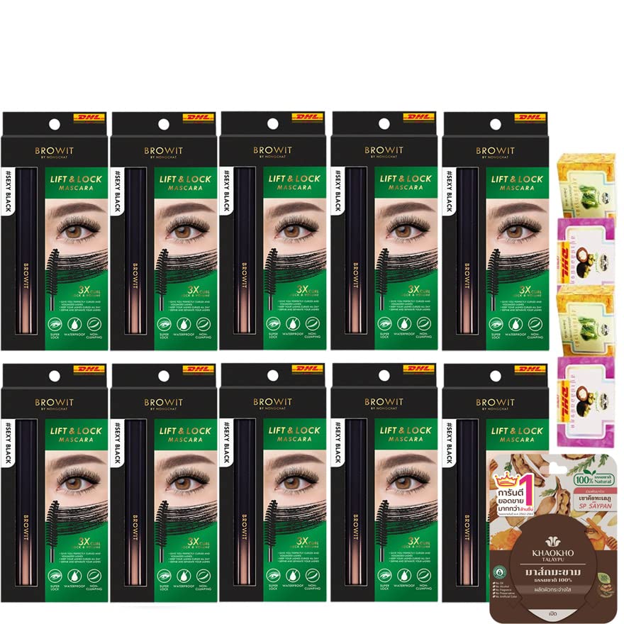 Waterproof Non-Clumping Black Mascara - 3X Super Lock Lift & Volumizing Formula (10 Pack) | Long-Lasting Smudge-Proof Mascara for Sensitive Eyes & Contact Lens Wearers | Hypoallergenic & Flake-Free All-Day Wear | Perfect for Daily Makeup, Parties, Weddings, Work, Date Nights, Office Meetings, Photography Shoots & Travel | Great for Special Occasions, Nighttime Events, Prom, Bridal Makeup & Professional Photo Sessions