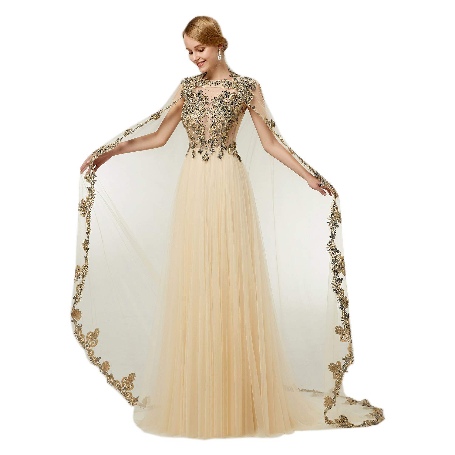 Elegant Long Tulle Prom Dress with Beaded Applique - Women's Formal Evening Gown for Parties, Galas & Special Occasions