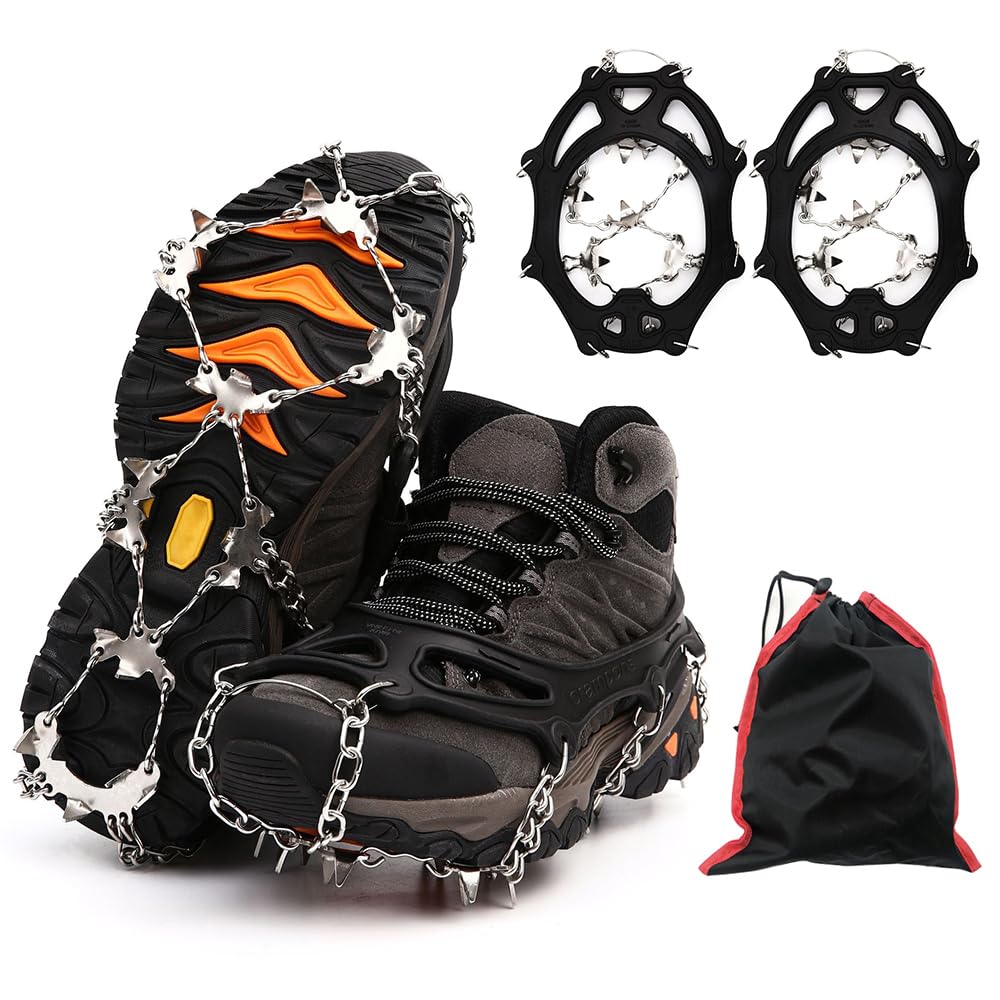 LIXADA 26-Tooth Stainless Steel Ice Claws - Anti-Slip Shoe Grips for Outdoor Ice & Snow Climbing, Hiking, Winter Sports and Safety Traction on Slippery Surfaces