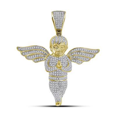 10K Gold Diamond Angel Pendant Necklace - 1.5 CTTW Genuine Diamonds - Elegant Jewelry Gift for Women - Perfect for Christmas, Birthday & Special Occasions