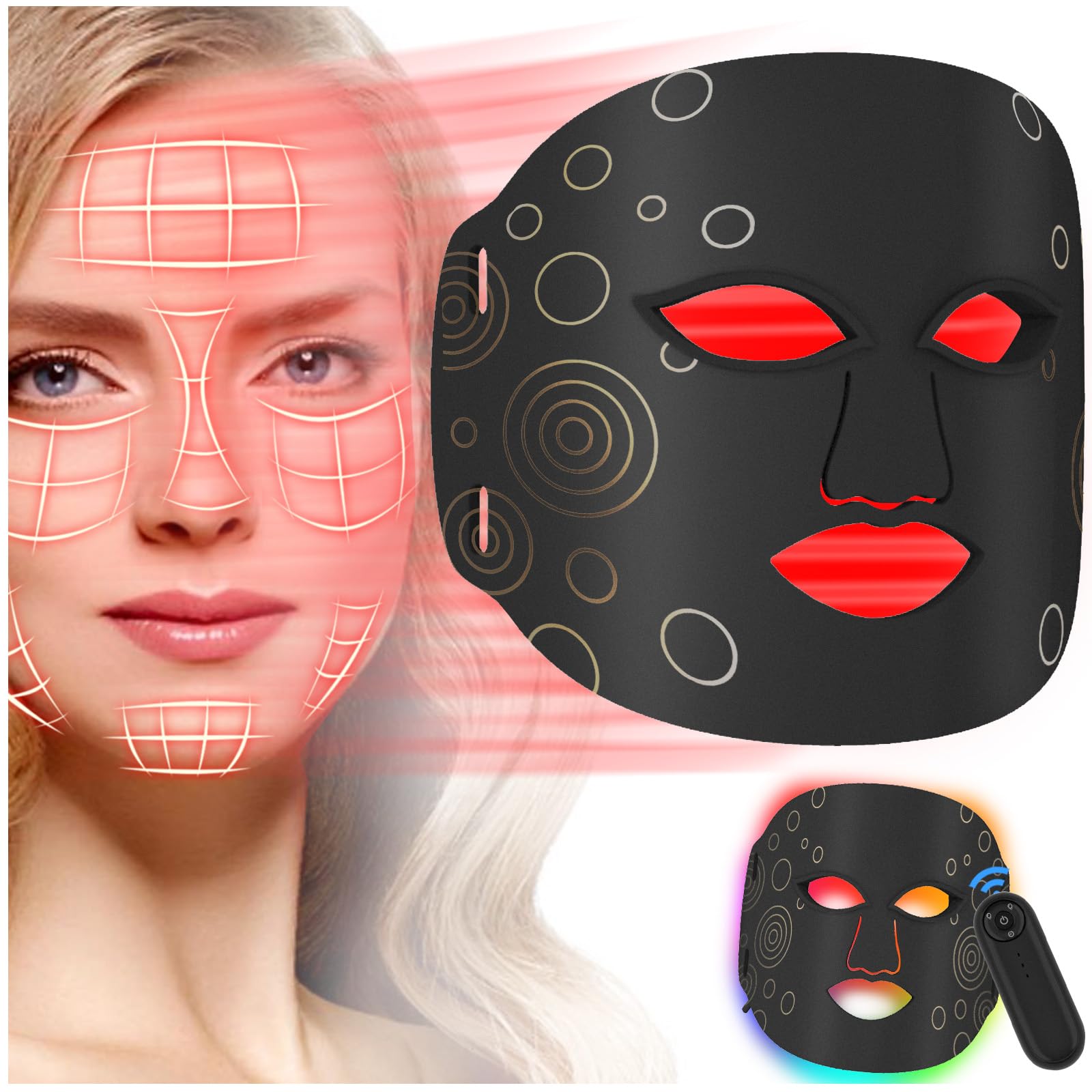 Red Light Therapy Mask for Face - Multi-Color LED Photon Spa Facial Skin Care Device | Treats Acne, Wrinkles & Skin Rejuvenation | FSA/HSA Eligible | Perfect for Home Skincare Routine & Spa Treatments