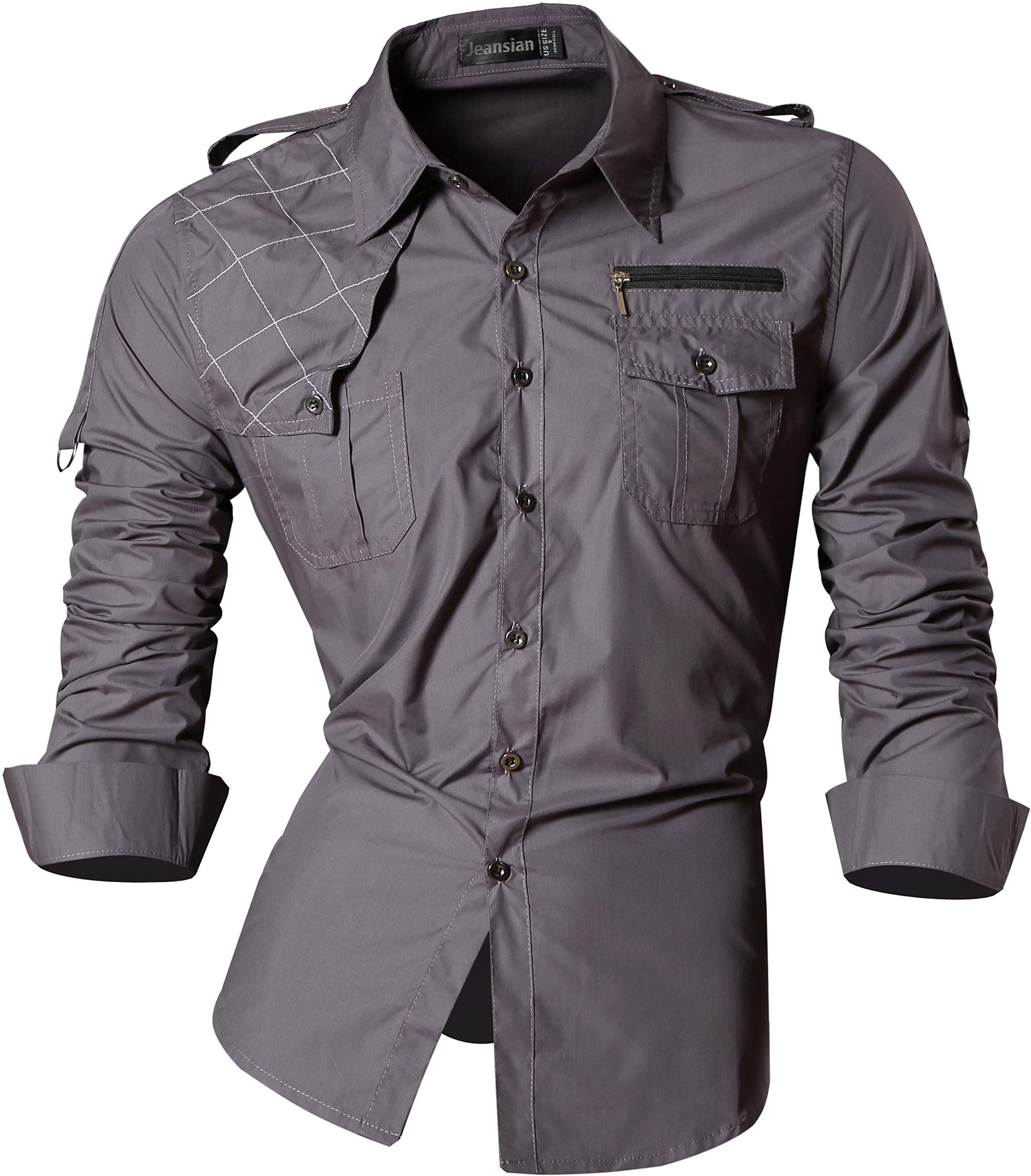 Men's Slim Fit Long Sleeve Casual Button Down Dress Shirts | Jeansian 8397 | Perfect for Office, Business Meetings & Smart Casual Outfits