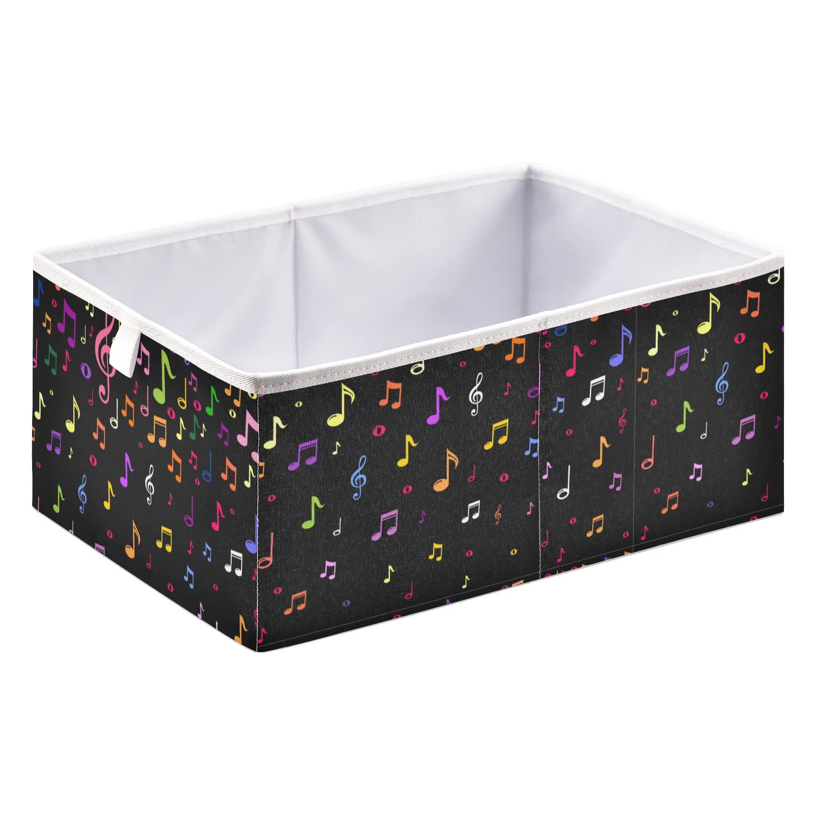 DOMIKING Foldable Linen Storage Bins with Handles - Music Note Pattern Decorative Organizer Box for Closet, Shelves & Bedroom - Perfect for Gift Wrapping, Jewelry & Seasonal Decor Storage