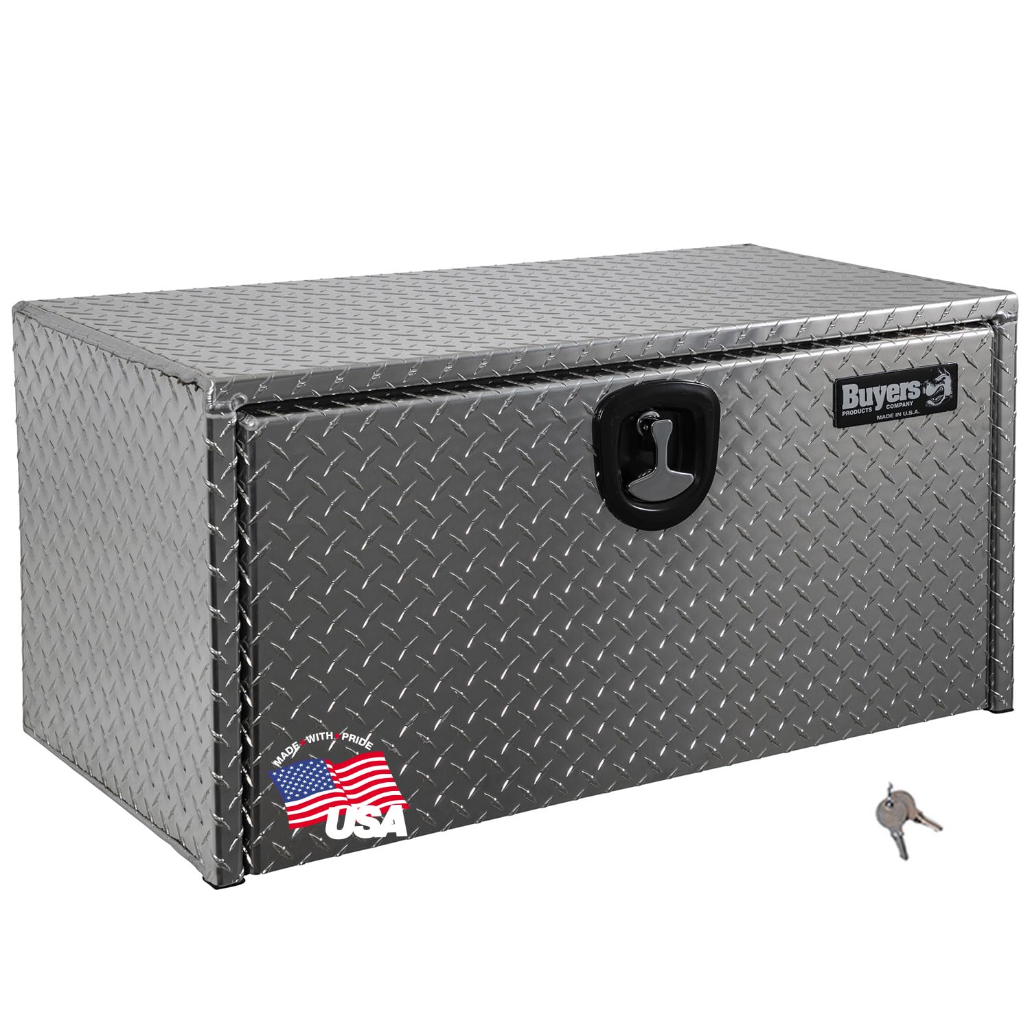 Diamond Tread Aluminum Underbody Truck Tool Box with Compression Latch - 24x24x36 Inch Heavy Duty Storage | Made in USA | Weatherproof Truck Tool Organizer for Construction, Landscaping & Roadside Emergencies