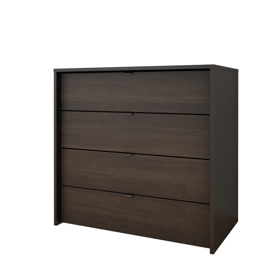 Nexera 4-Drawer Dresser Chest - Black/Ebony Wood Bedroom Storage Organizer for Clothes, Bedding & Accessories | Perfect for Master Bedroom, Guest Room & Dorm Organization