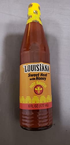 Louisiana Brand 317825 Sweet Heat Honey Hot Sauce - 6 oz Bottle (Pack of 12) | Spicy Honey Flavor | Perfect for Wings, BBQ, Tacos & Cooking