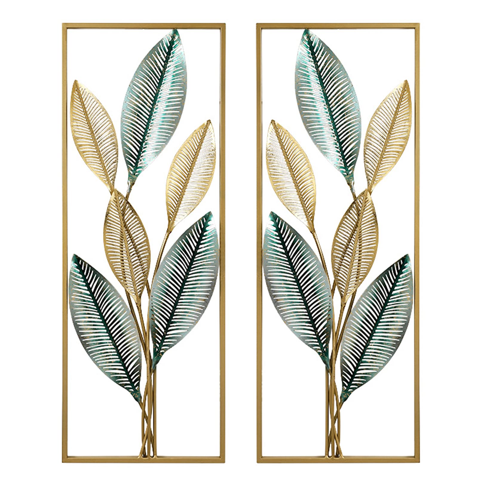 Golden Metal Banana Tree Leaf Wall Art - 33