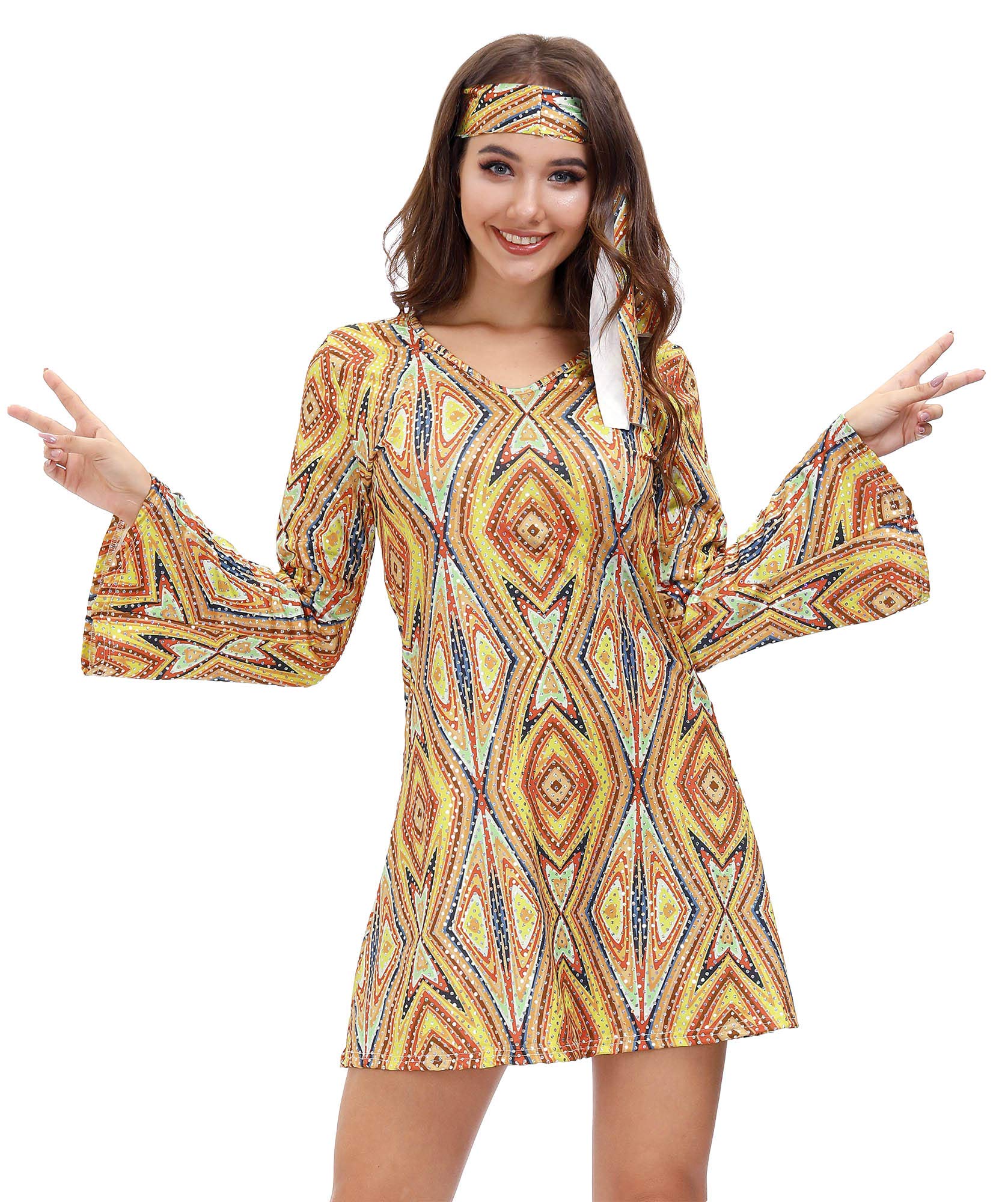 Clarisbelle Women's 70s Disco Halloween Costume - Retro Dance Party Outfit for Halloween, Themed Parties & Cosplay Events