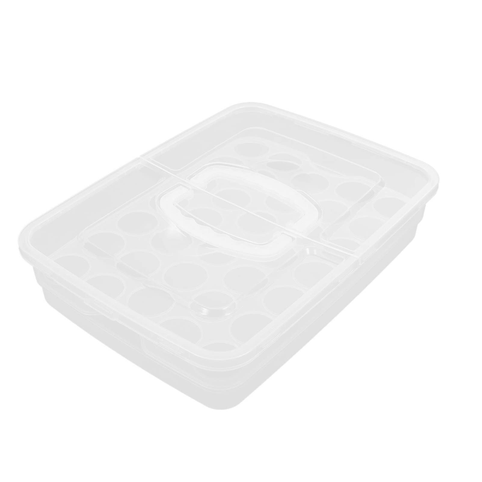 Cabilock 34-Compartment Egg Storage Container - Refrigerator Egg Organizer for Kitchen, Camping & Picnic - Durable Plastic Egg Case for Home Use & Outdoor Activities