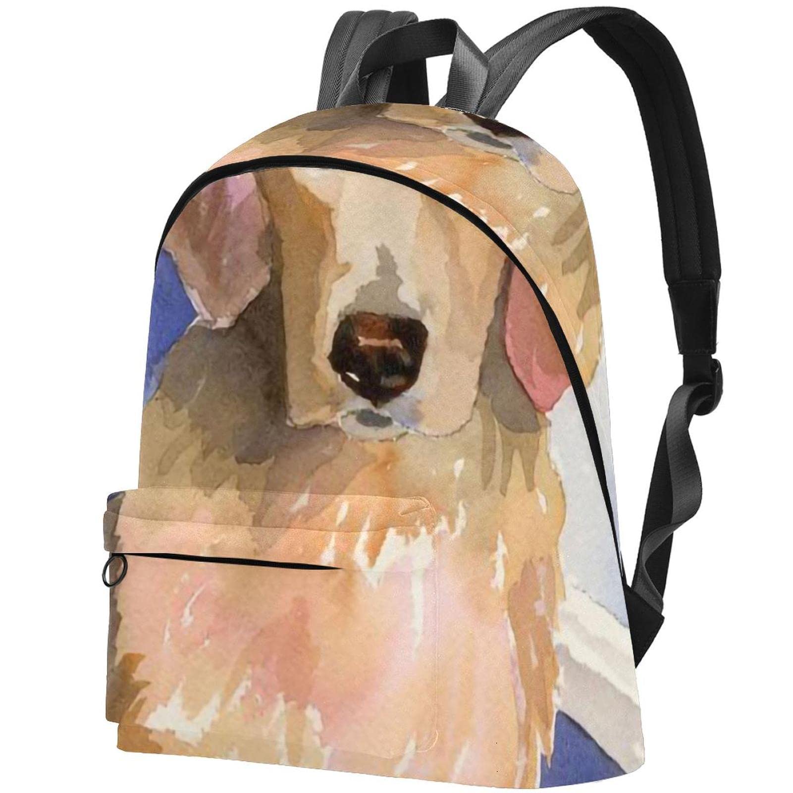 Waterproof Canvas Backpack for College Students & Travel - Unisex Laptop Backpack with Golden Retriever Watercolor Dog Print - Perfect for School, Work, Commuting & Weekend Getaways