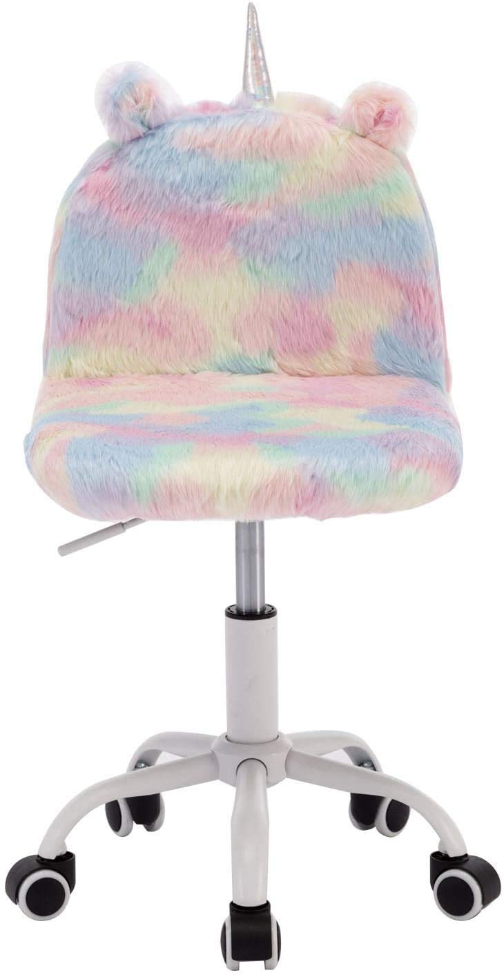 Stylish Guyou Colorful Home Office Desk Chair - Ergonomic Rolling Swivel Chair for Adults, Makeup Vanity & Computer Work | Cute Animal Design Living Room Stool with White Footrest | Perfect for Home Office, Gaming Setup & Beauty Station