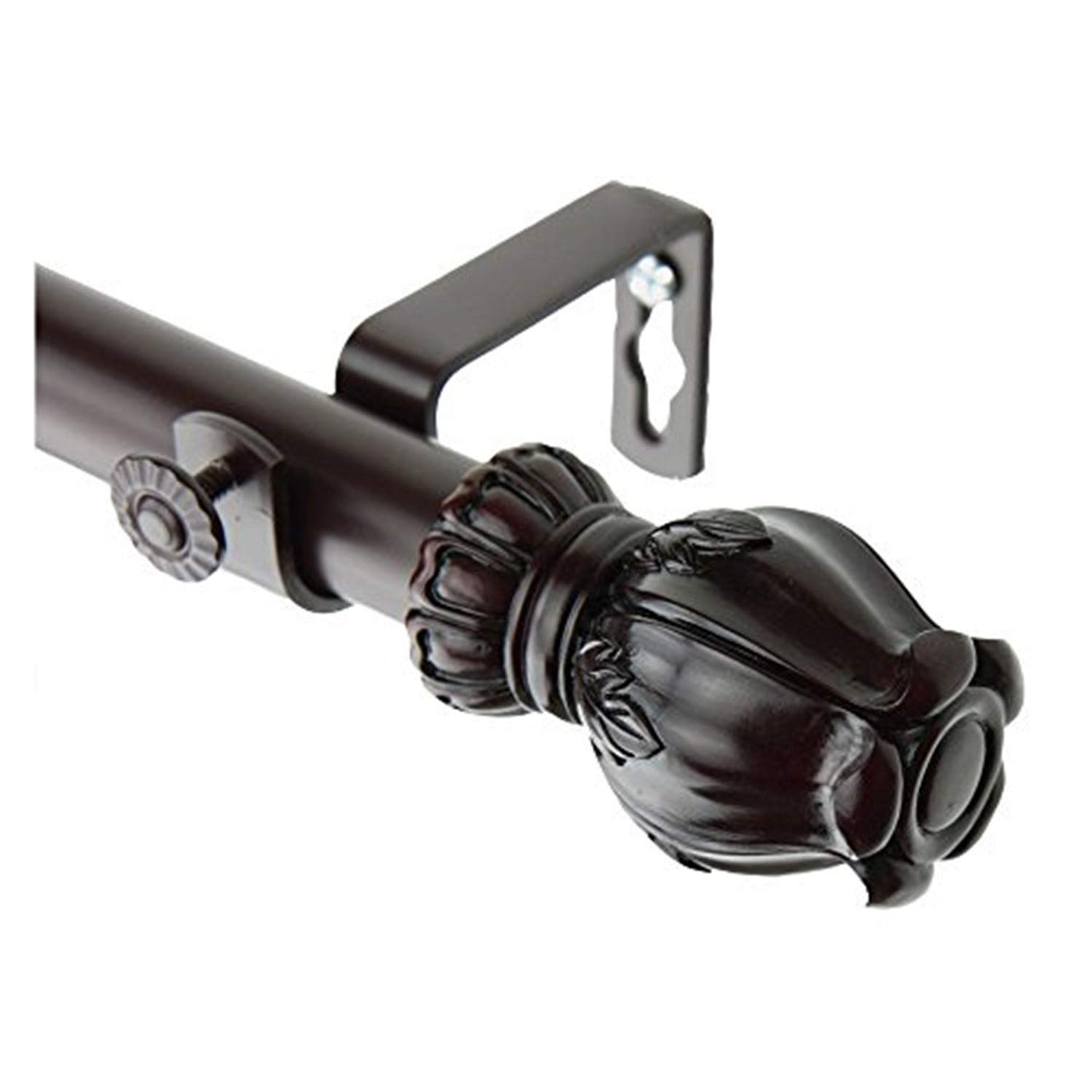 Rod Desyne Home Decorative Regent Curtain Rod 66-120 Inches Adjustable - Mahogany Finish for Living Room, Bedroom & Window Treatments