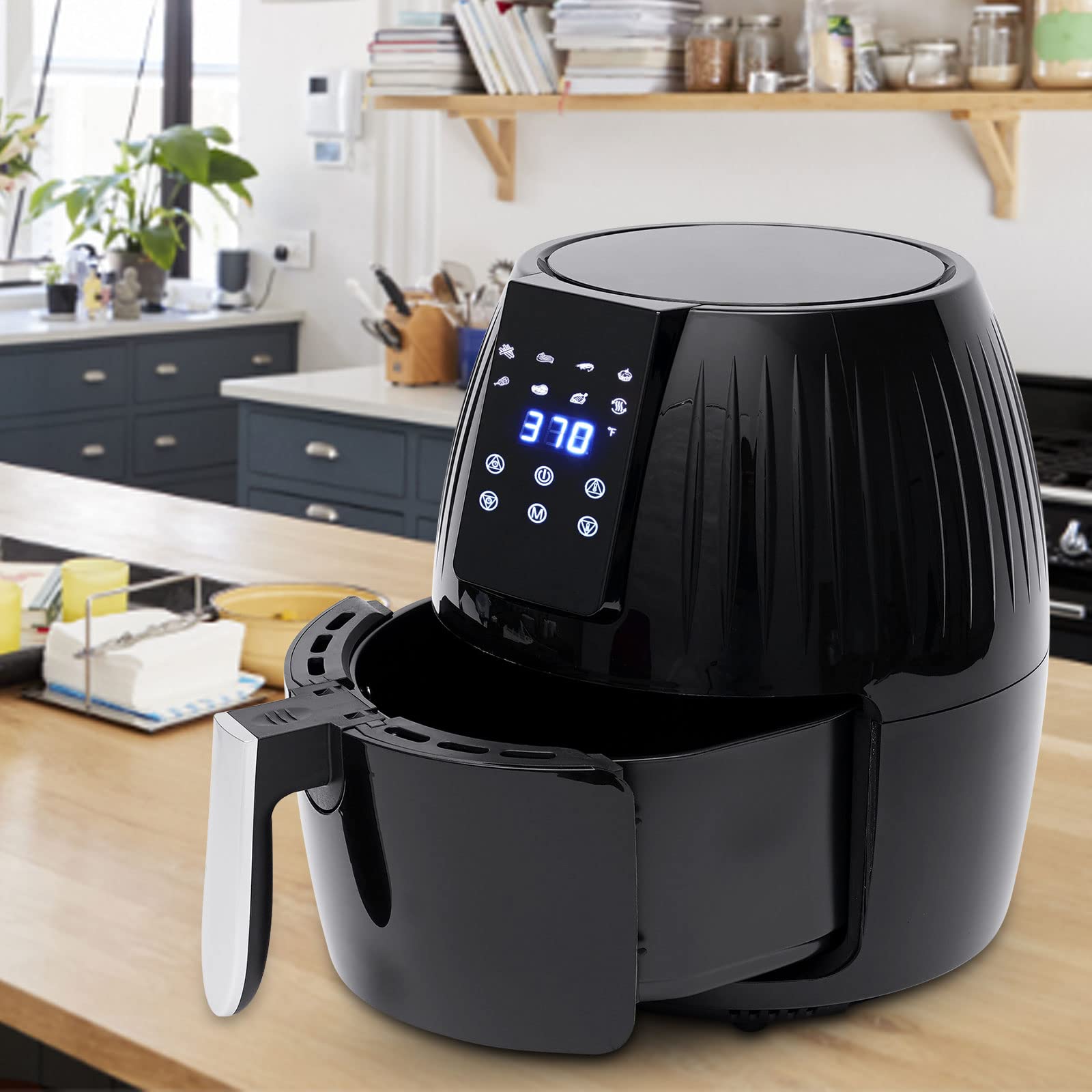 LOYALHEARTDY 8-in-1 Air Fryer with LCD Touch Control - 1300W Compact Oil-Free Air Fryer Oven, 360° Rapid Hot Air Circulation for Healthy Cooking - Perfect for Small Kitchens, Dorms & RV Use