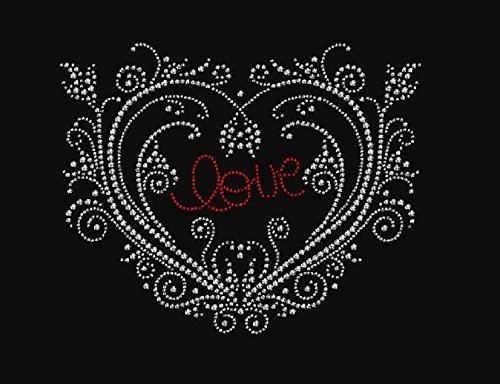 Heart Scroll Rhinestone Iron-On Transfer for T-Shirts, Hoodies & DIY Crafts - Elegant Decorative Patch for Clothing & Accessories